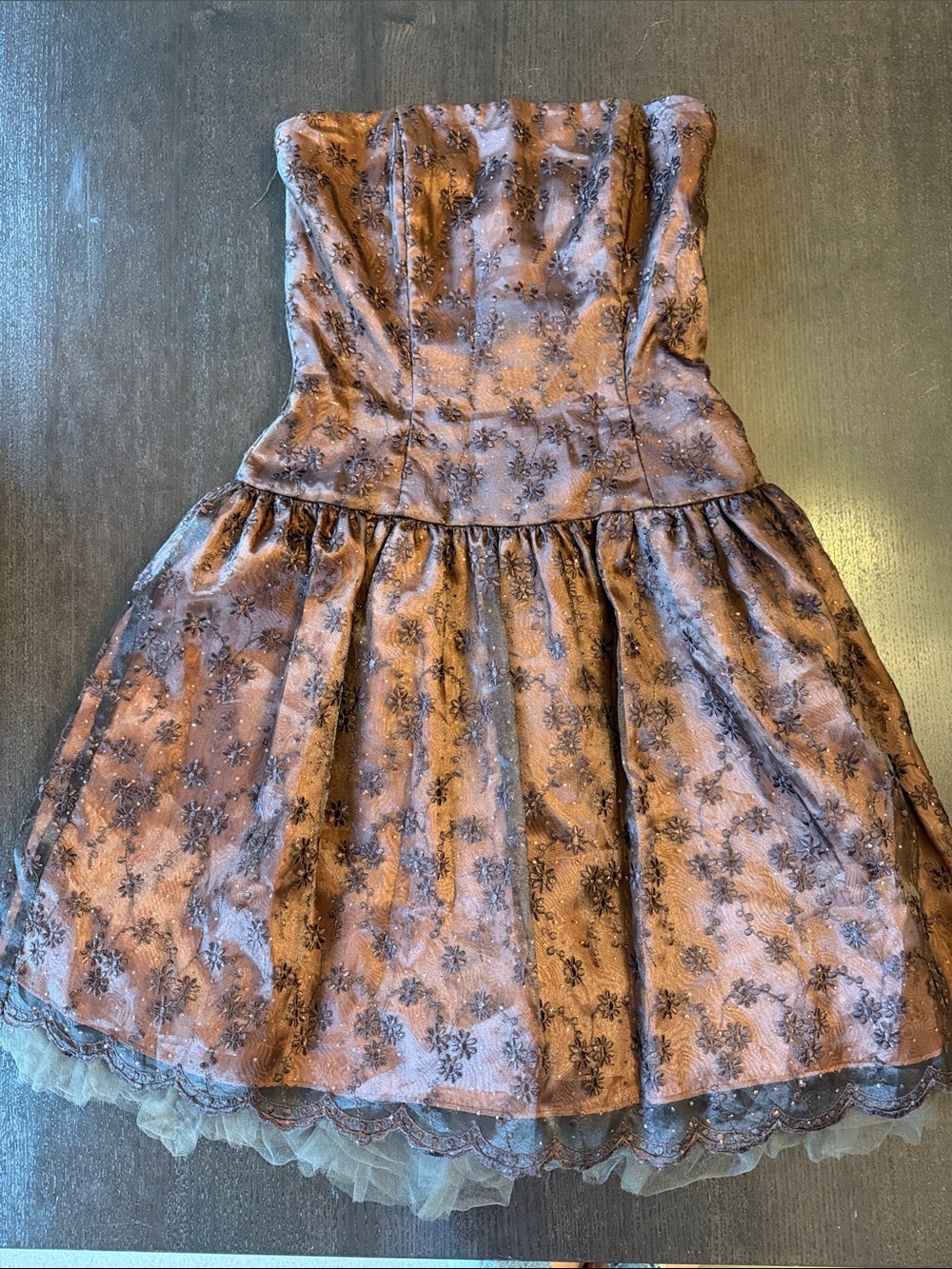 Vintage Jessica McClintock Strapless Brown Party Dress